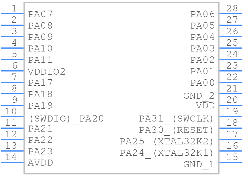 PIC32CM6408PL10028-I/SP - Microchip - PCB symbol