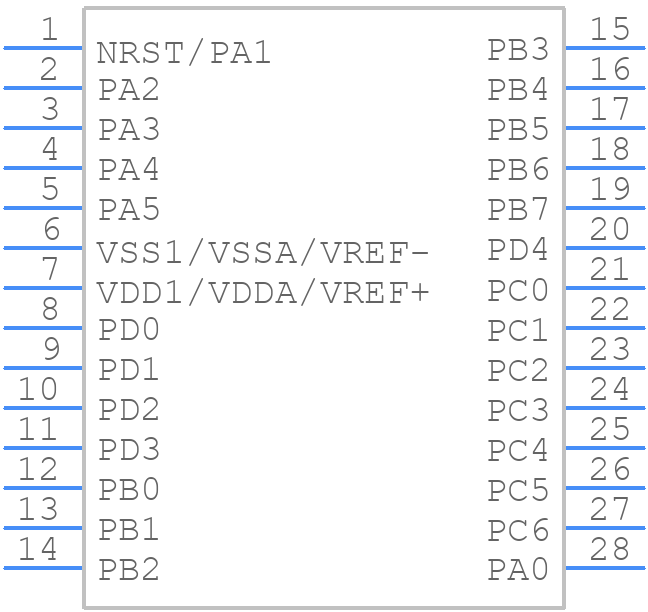 STM8L151G6U7TR - STMicroelectronics - PCB symbol