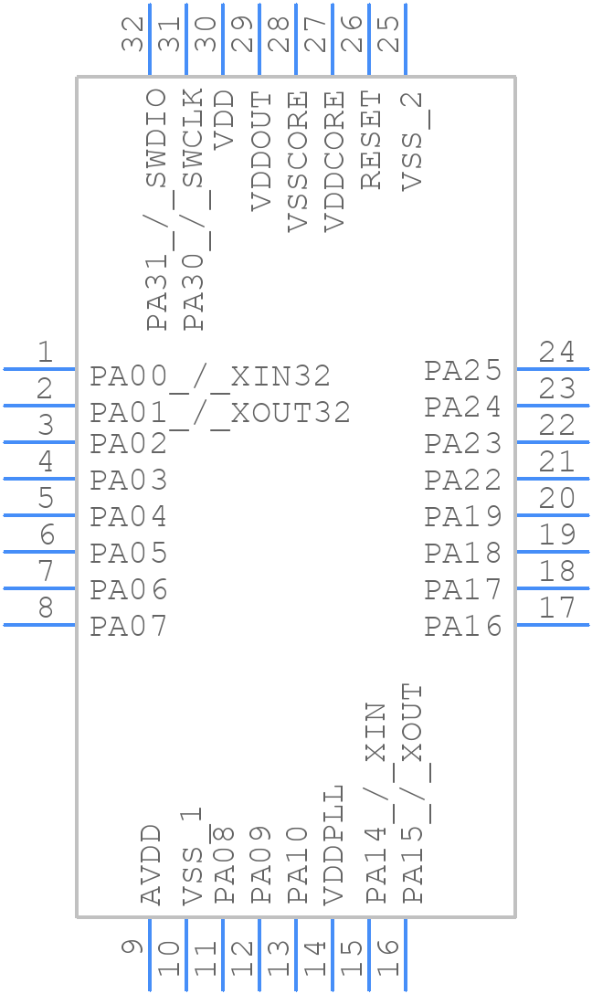 PIC32CM1216LE00032-E/PT - Microchip - PCB symbol