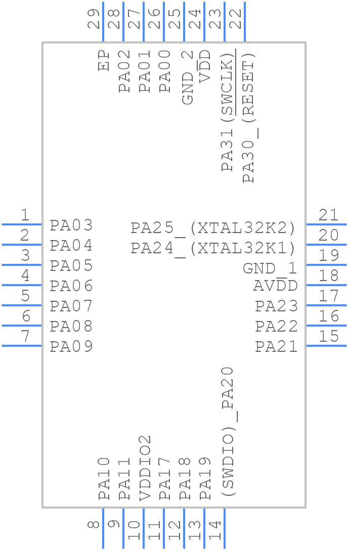 PIC32CM6408PL10028-I/3LW - Microchip - PCB symbol