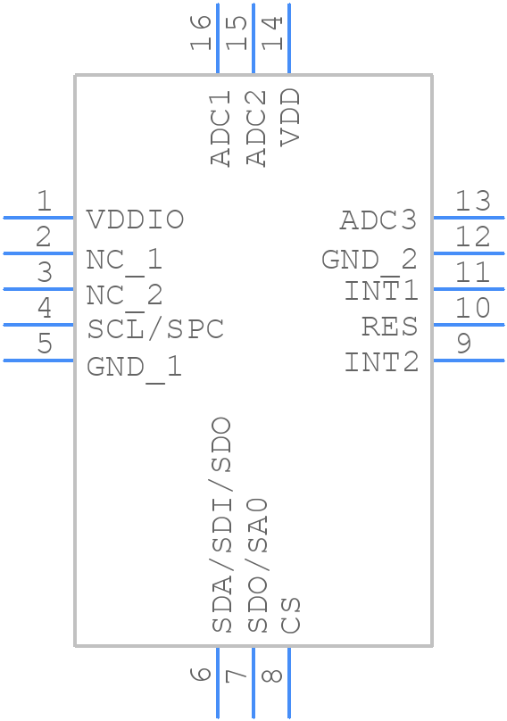 LIS3DHTR - STMicroelectronics - PCB symbol