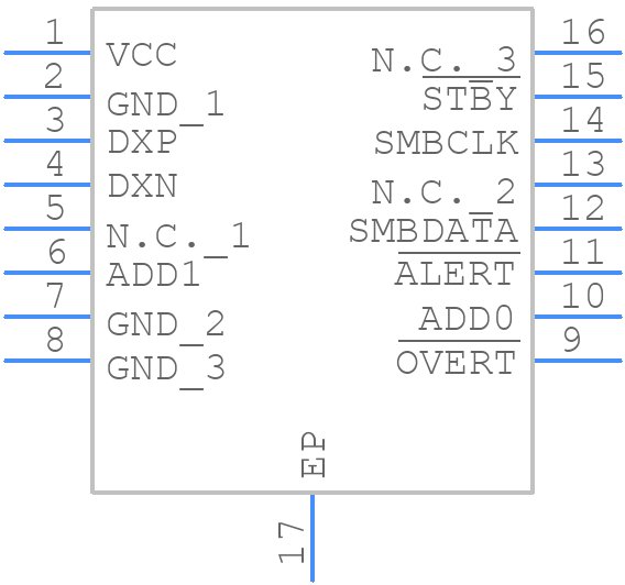 MAX1619MEE+T - Analog Devices - PCB symbol