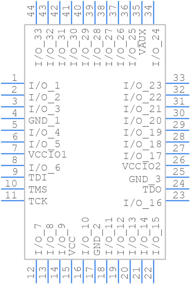 XC2C64A-7VQ44I - AMD - PCB symbol