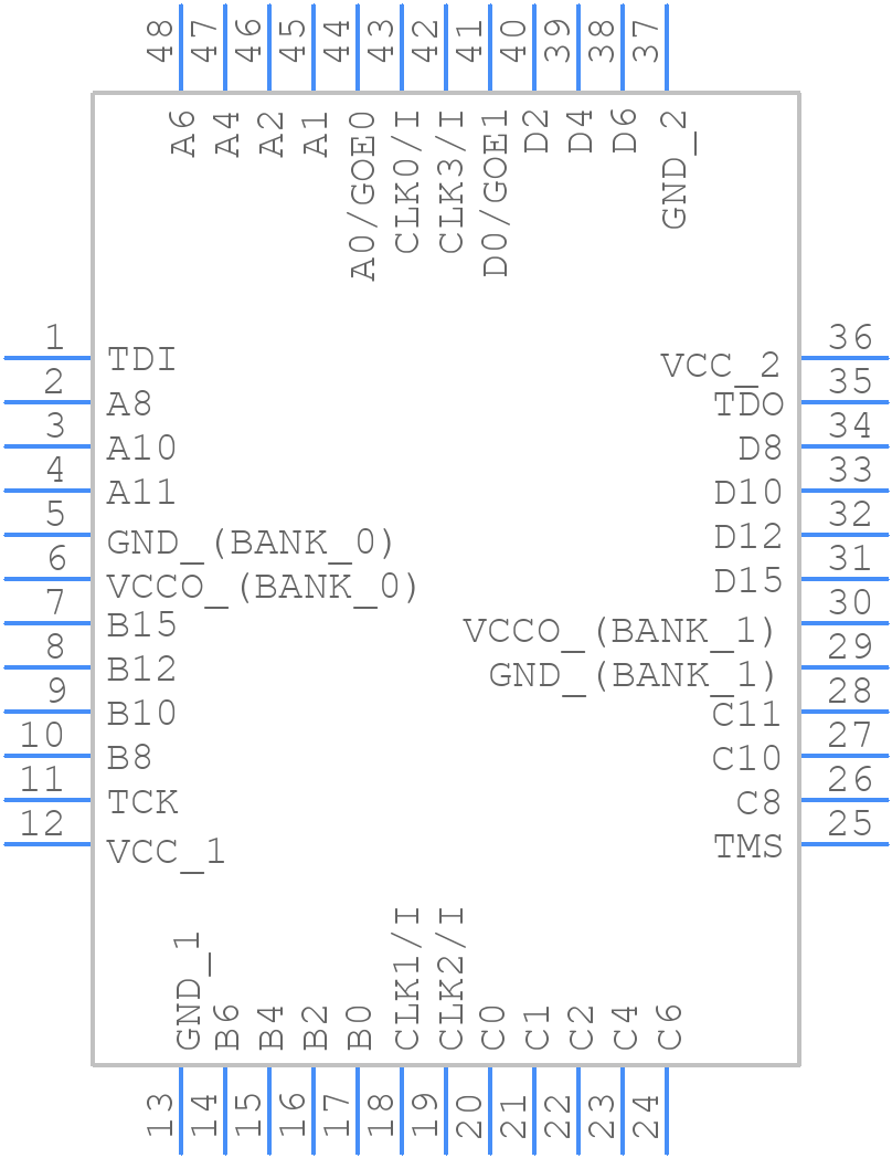 LC4064ZE-4TN48C - Lattice Semiconductor - PCB symbol