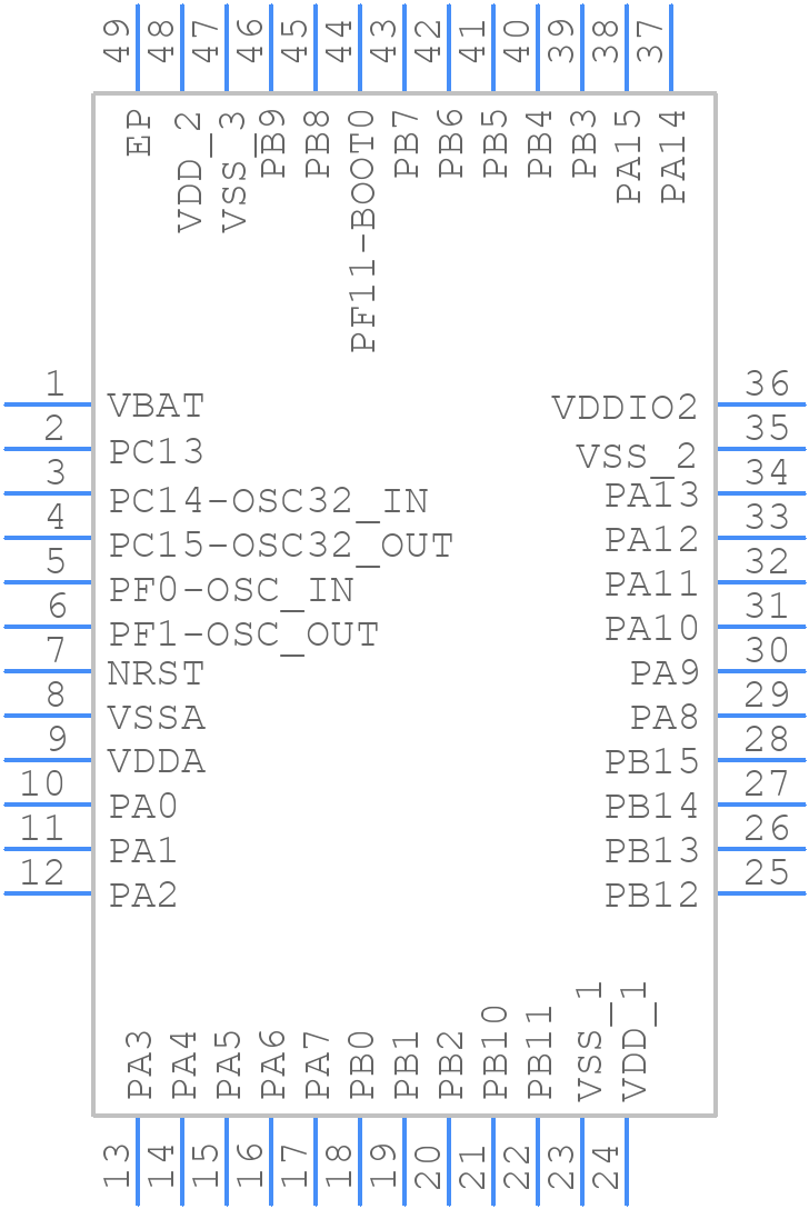 STM32F091CBU6TR - STMicroelectronics - PCB symbol