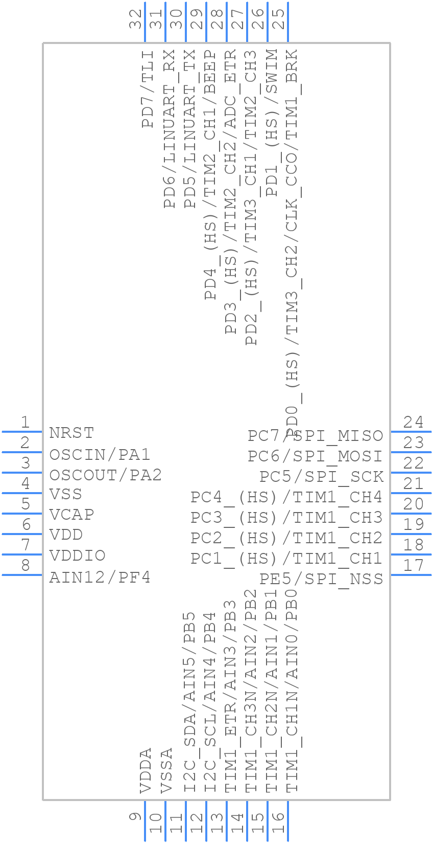 STM8AF6246ITCX - STMicroelectronics - PCB symbol