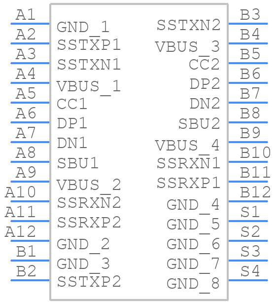 USB-C31-S-RA-EH2.0B-BK-T/R - Adam Tech - PCB symbol