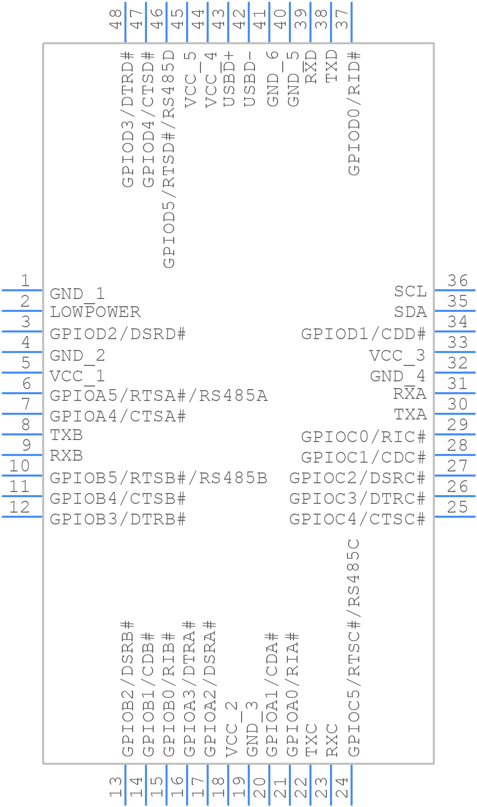 XR21V1414IM48-F - MaxLinear, Inc. - PCB symbol