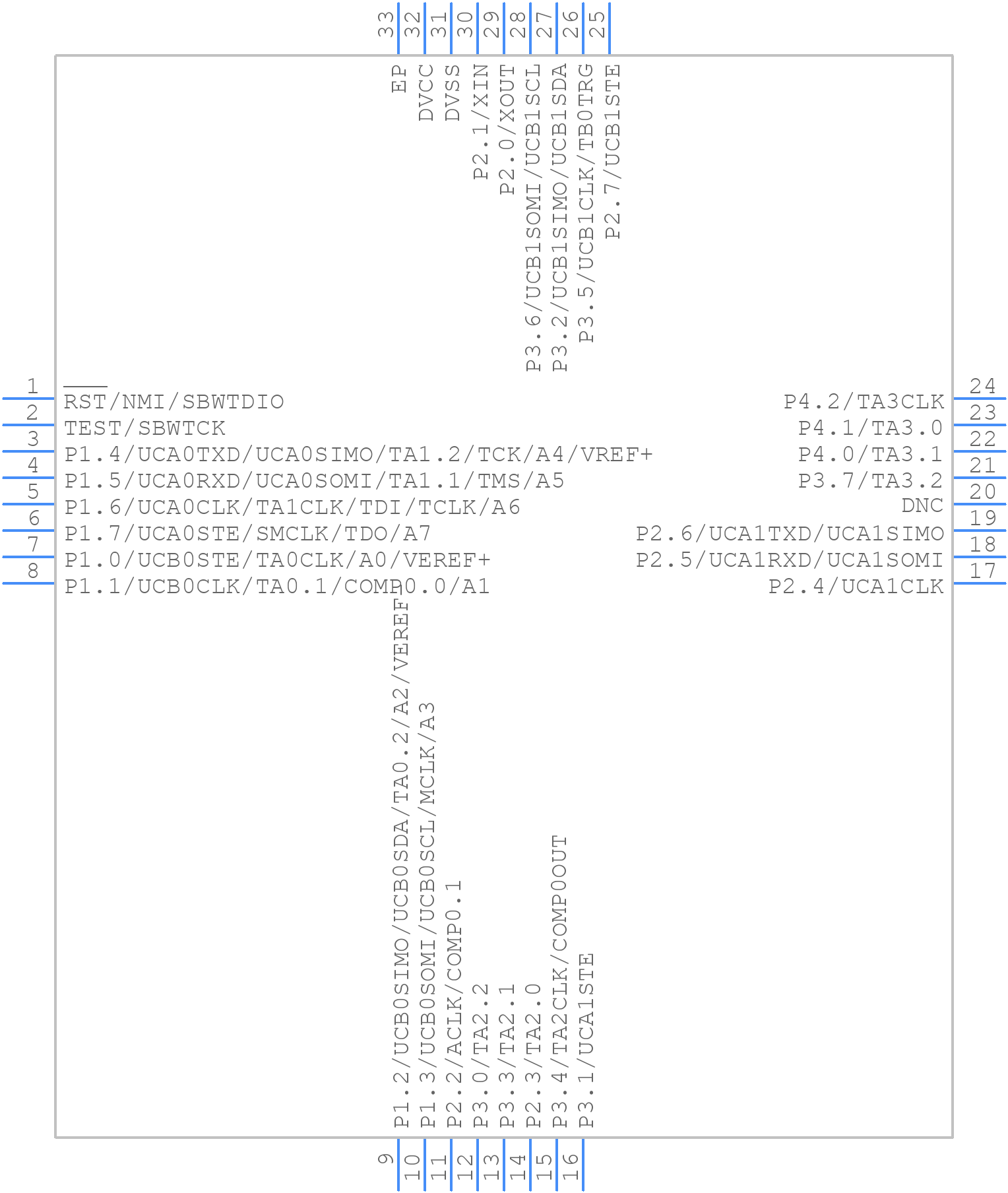 MSP430FR2475TRHBT - Texas Instruments - PCB symbol