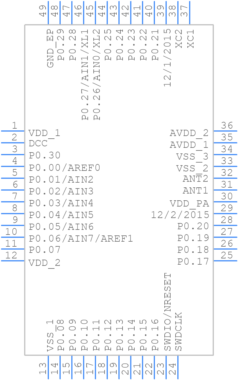 NRF51822-QFAB-R - Nordic Semiconductor - PCB symbol