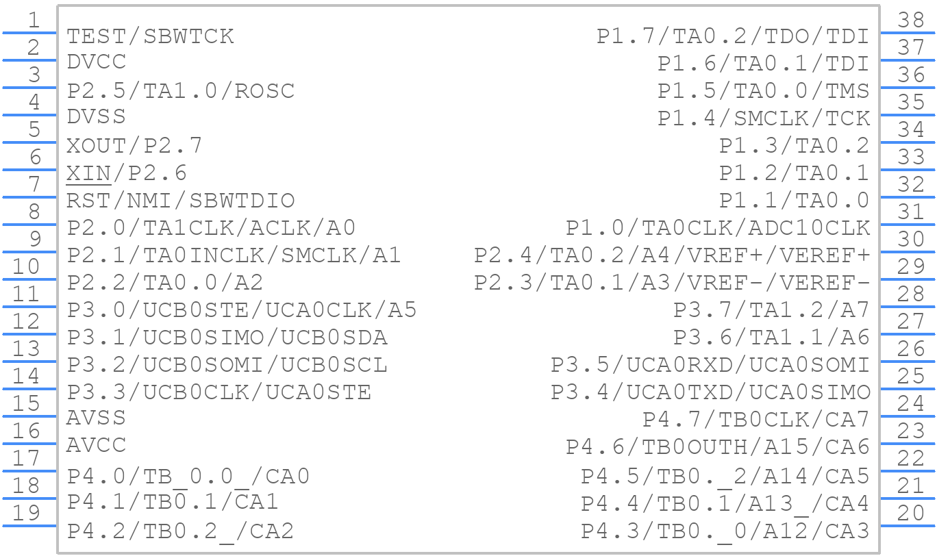 MSP430G2955IDA38R - Texas Instruments - PCB symbol
