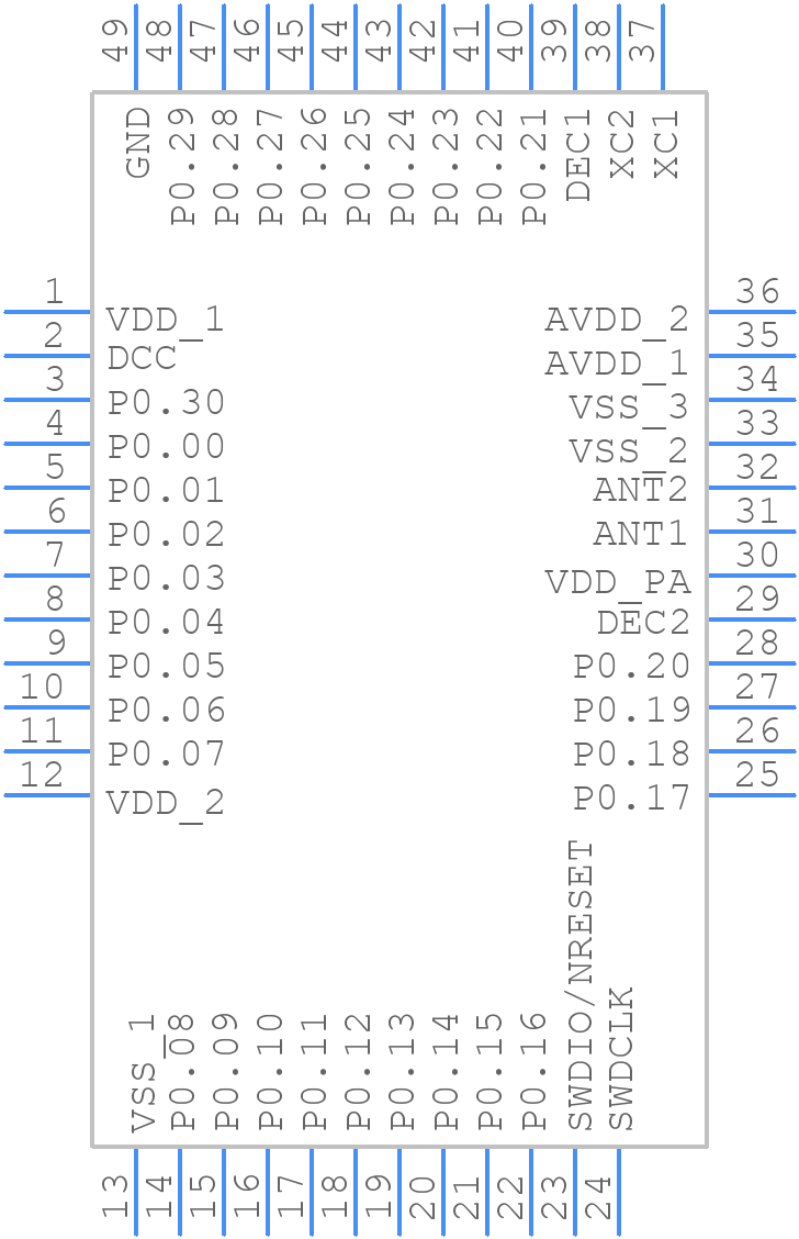 nRF51822-QFAA-R - Nordic Semiconductor - PCB symbol