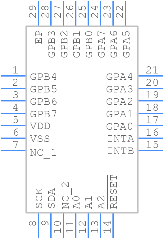 MCP23017T-E/ML - Microchip - PCB symbol