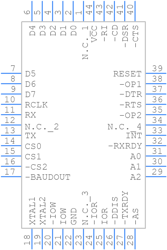 ST16C550IJ44-F - MaxLinear, Inc. - PCB symbol