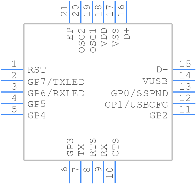 MCP2200T-I/MQ - Microchip - PCB symbol