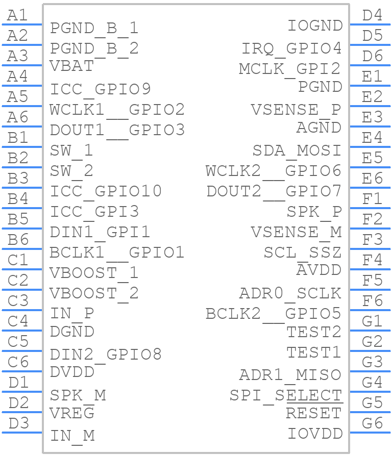 TAS2555YZT - Texas Instruments - PCB symbol