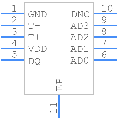MAX31850NATB+T - Analog Devices - PCB symbol