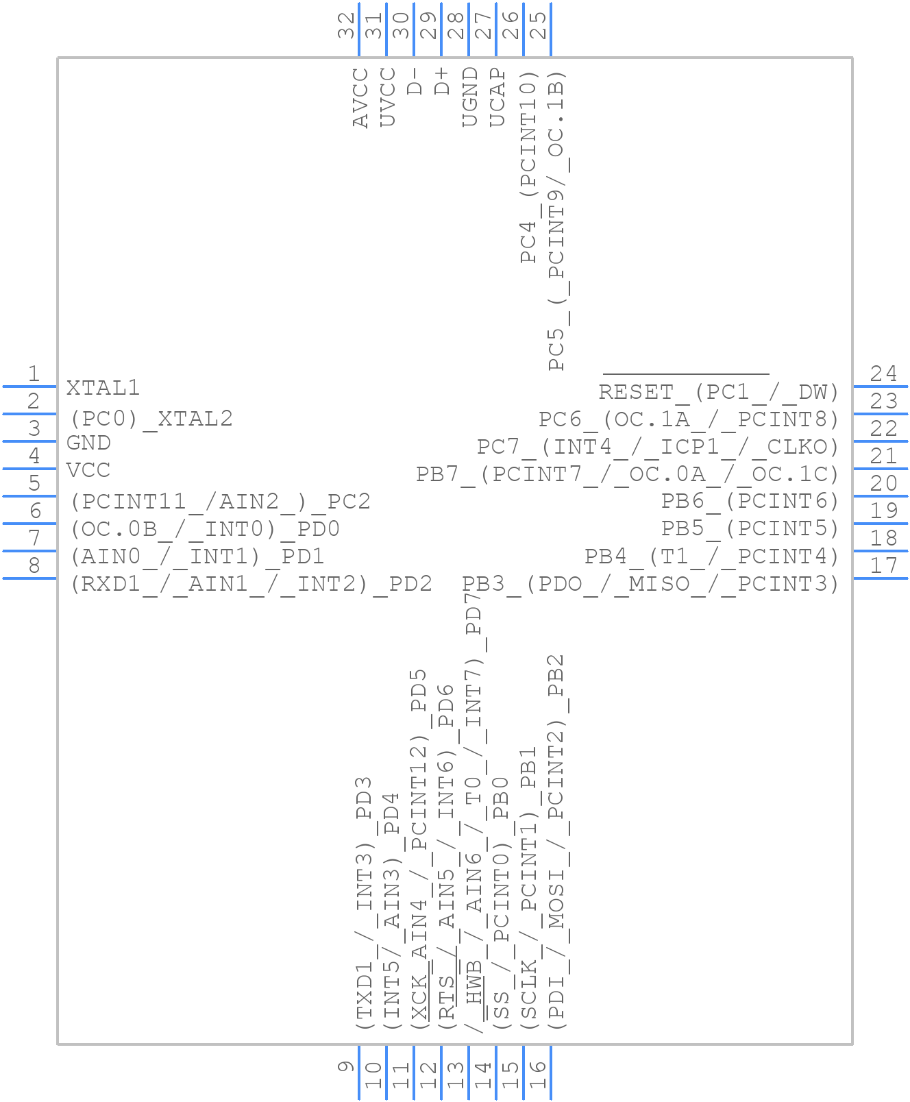ATMEGA16U2-AU - Microchip - PCB symbol