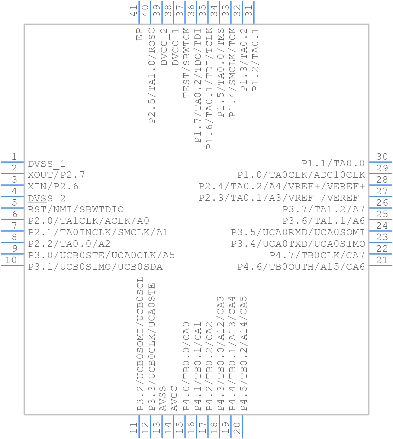 MSP430G2755IRHA40T - Texas Instruments - PCB symbol