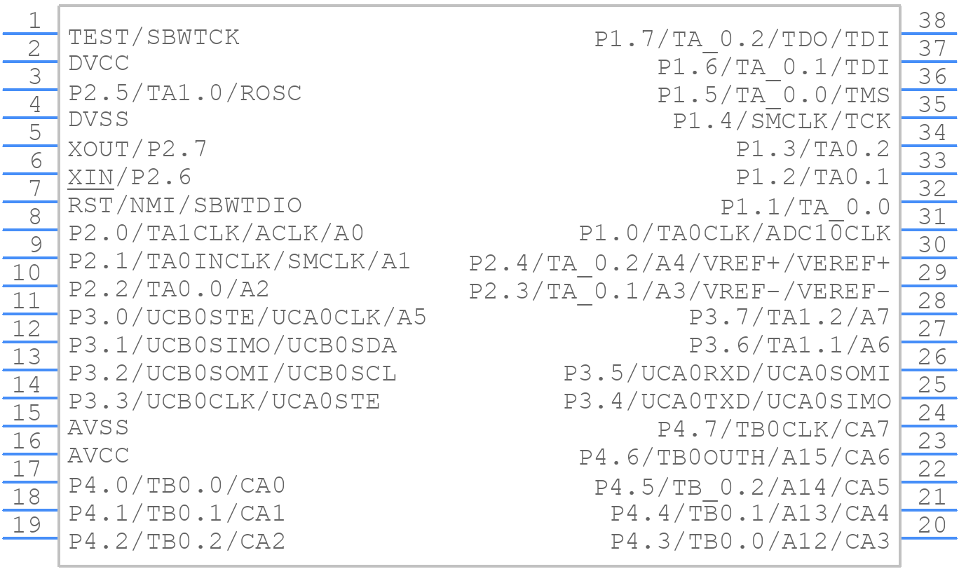 MSP430G2755IDA38R - Texas Instruments - PCB symbol