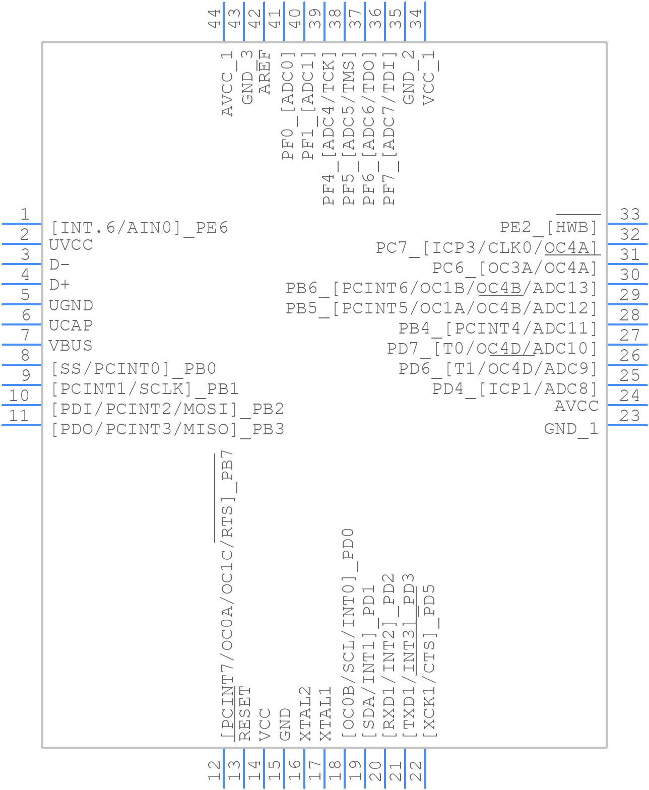 ATMEGA16U4-AU - Microchip - PCB symbol