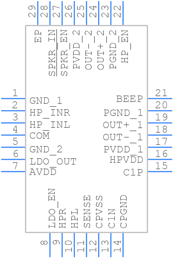 MAX9792CETI+ - Analog Devices - PCB symbol