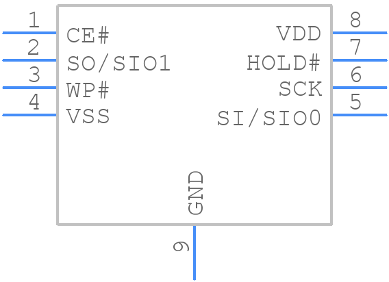 SST25WF040BT-40I/NP - Microchip - PCB symbol