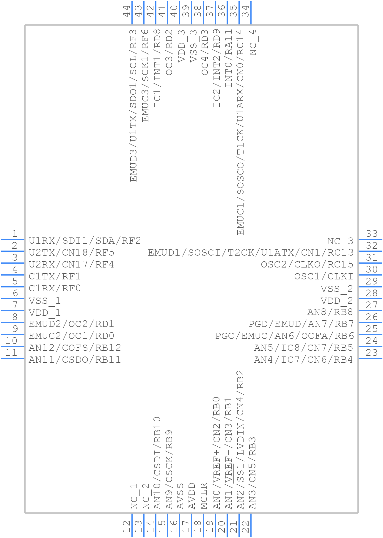 DSPIC30F3014-30I/PT - Microchip - PCB symbol