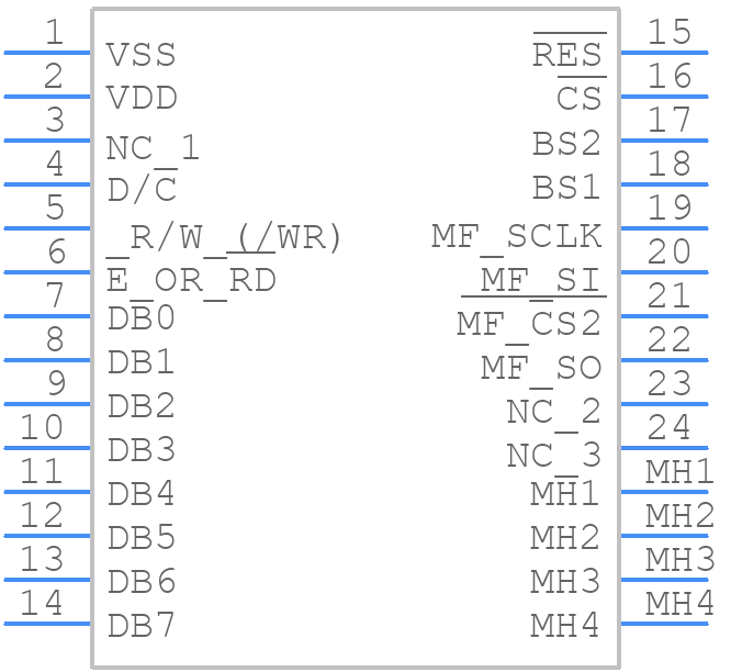 NHD-2.23-12832UMB3 - Newhaven Display - PCB symbol