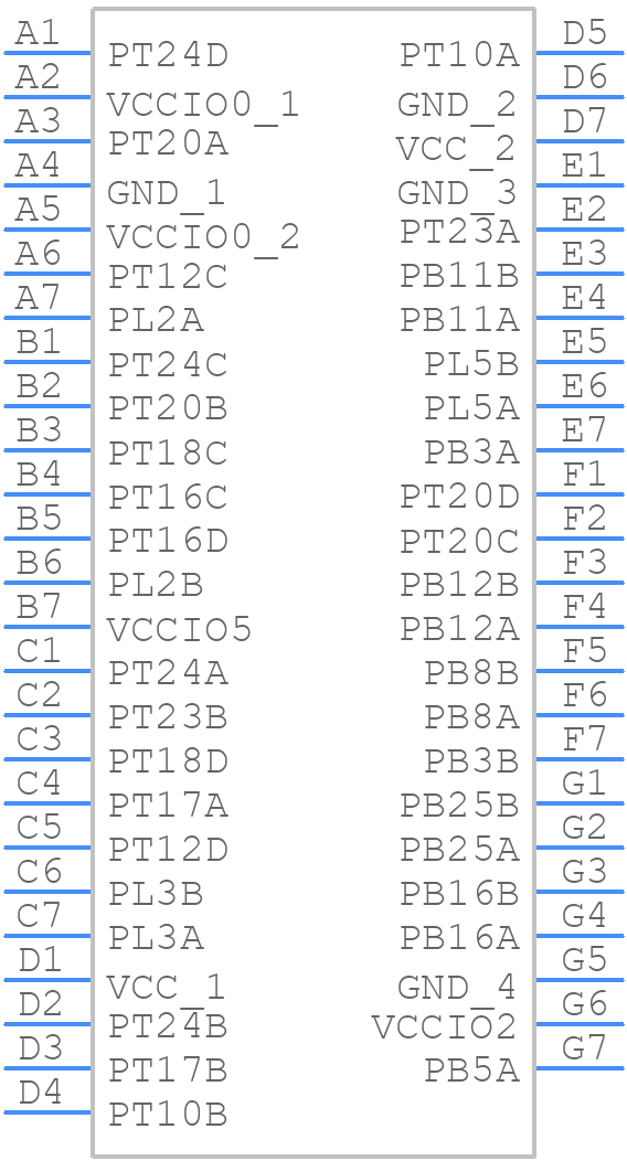 LCMXO2-2000ZE-1UWG49ITR - Lattice Semiconductor - PCB symbol