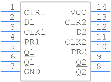 SN74LS74ANE4 - Texas Instruments - PCB symbol