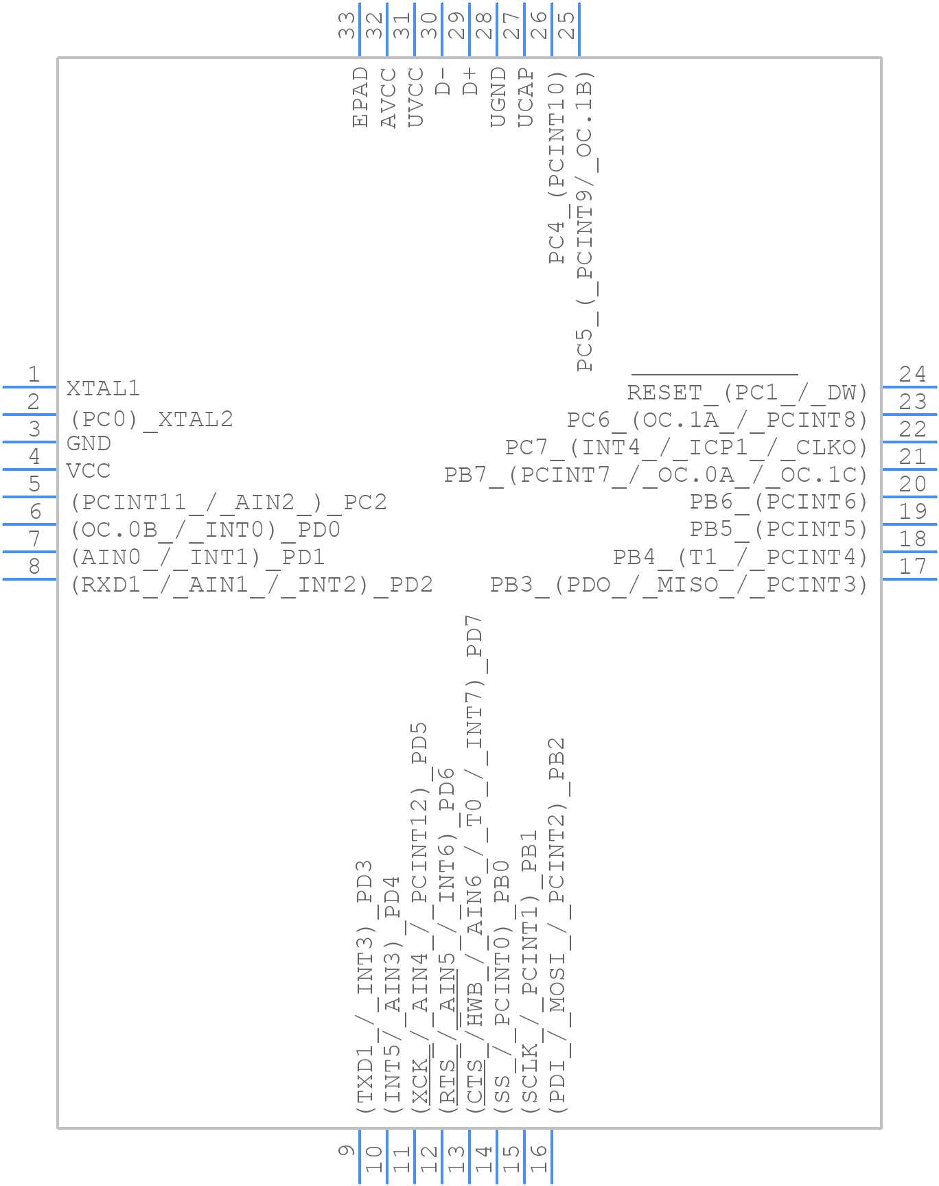 ATMEGA16U2-MUR - Microchip - PCB symbol