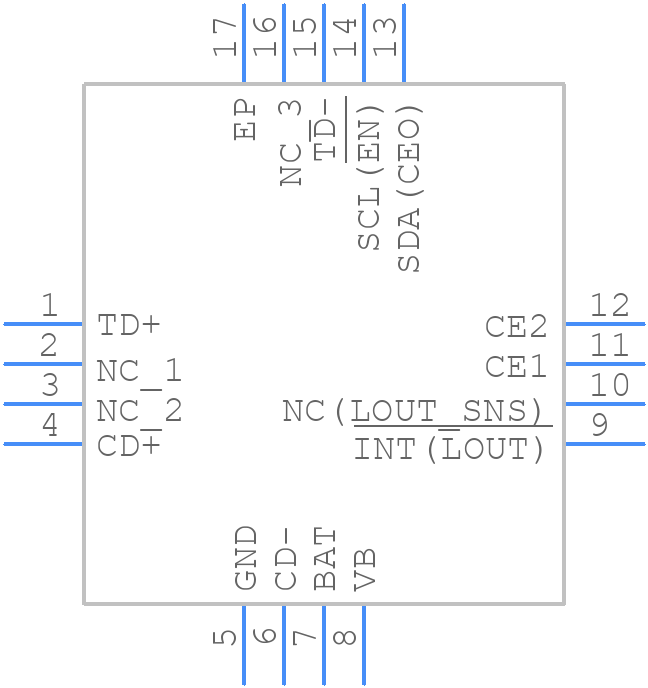 MAX14578EETE+ - Analog Devices - PCB symbol