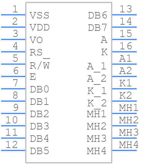 PC1602LRSD - POWERTIP - PCB symbol