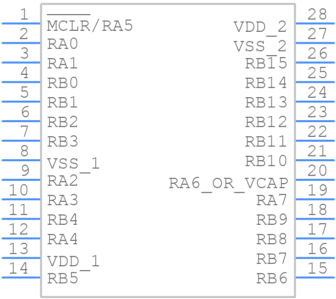 PIC24F32KA302-I/SP - Microchip - PCB symbol
