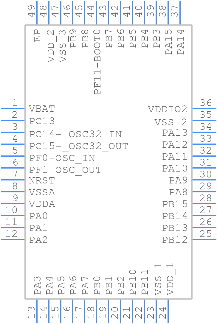 STM32F091CBU6 - STMicroelectronics - PCB symbol