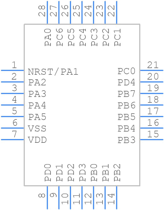 STM8L151G3U6 - STMicroelectronics - PCB symbol