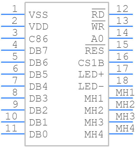 64128N FC BW-3LP - Displaytech - PCB symbol