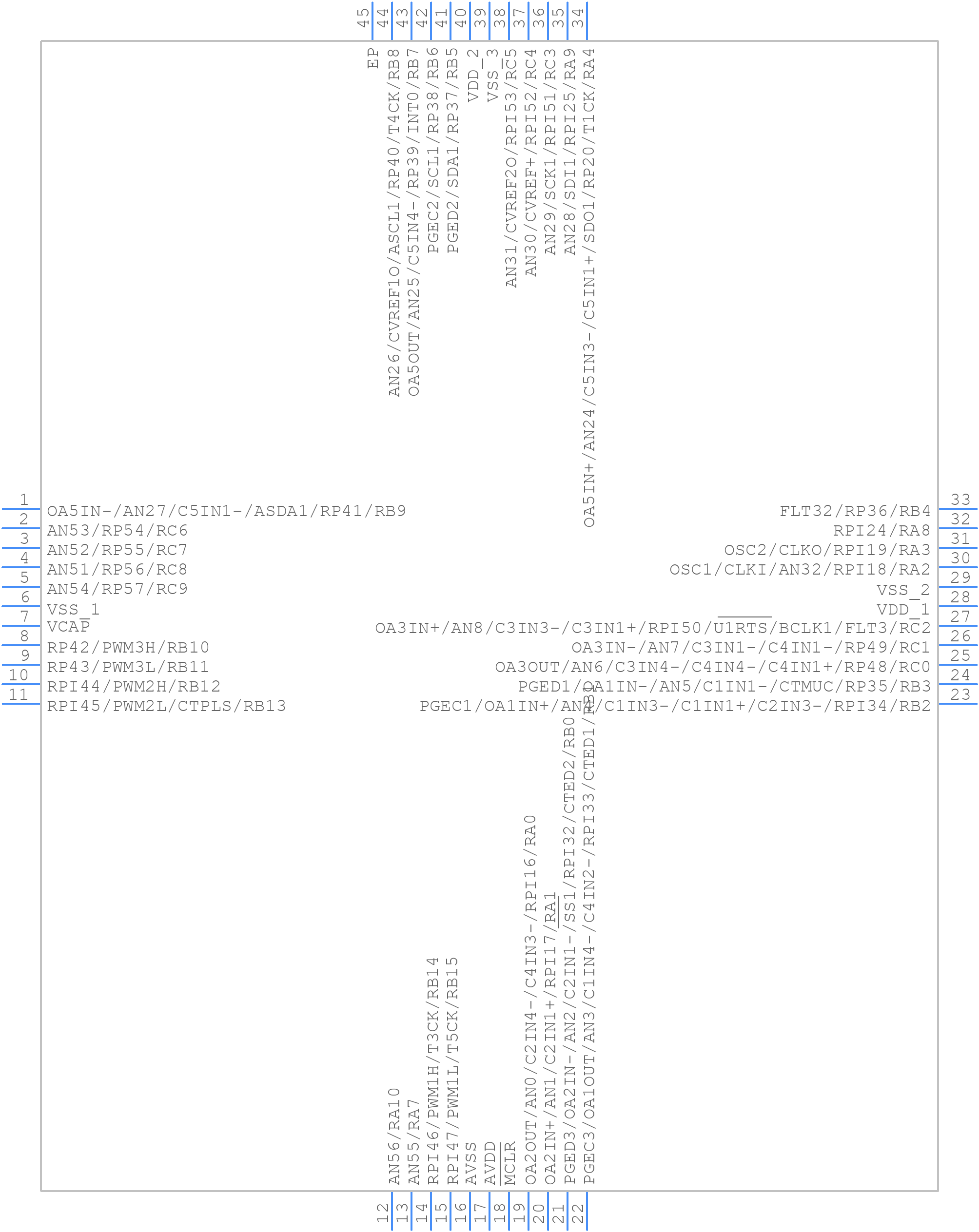 dsPIC33EV256GM104-I/ML - Microchip - PCB symbol