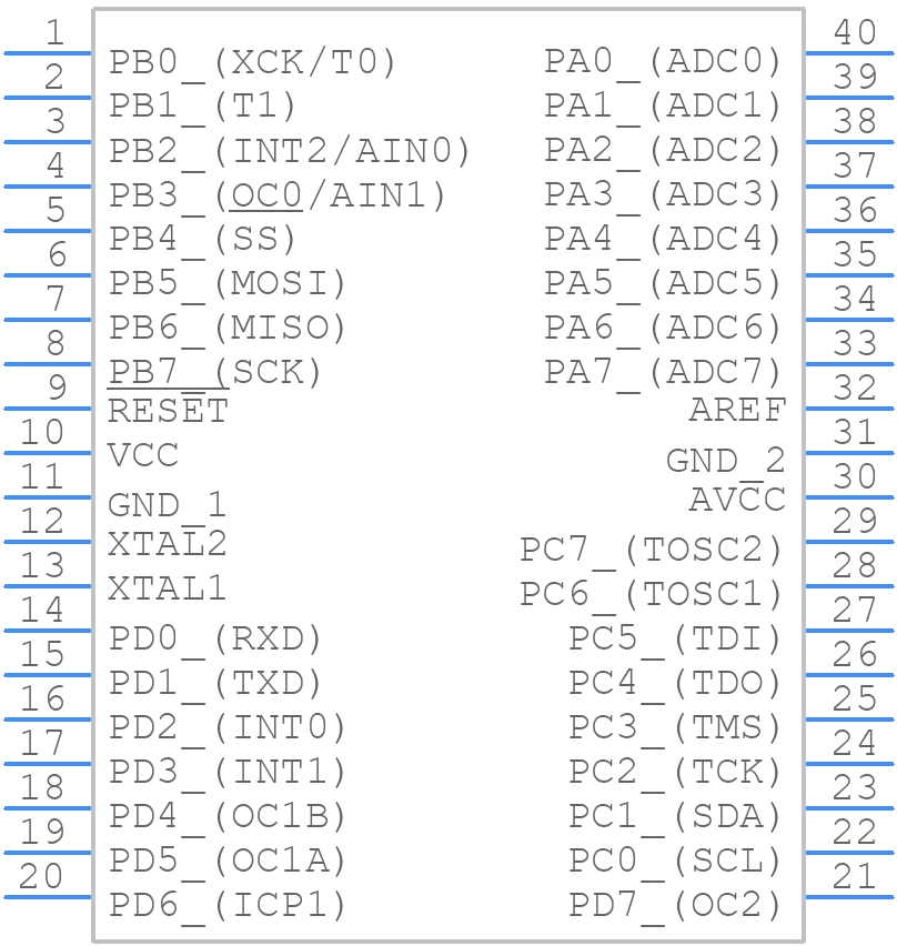 ATmega16L-8PU - Microchip - PCB symbol