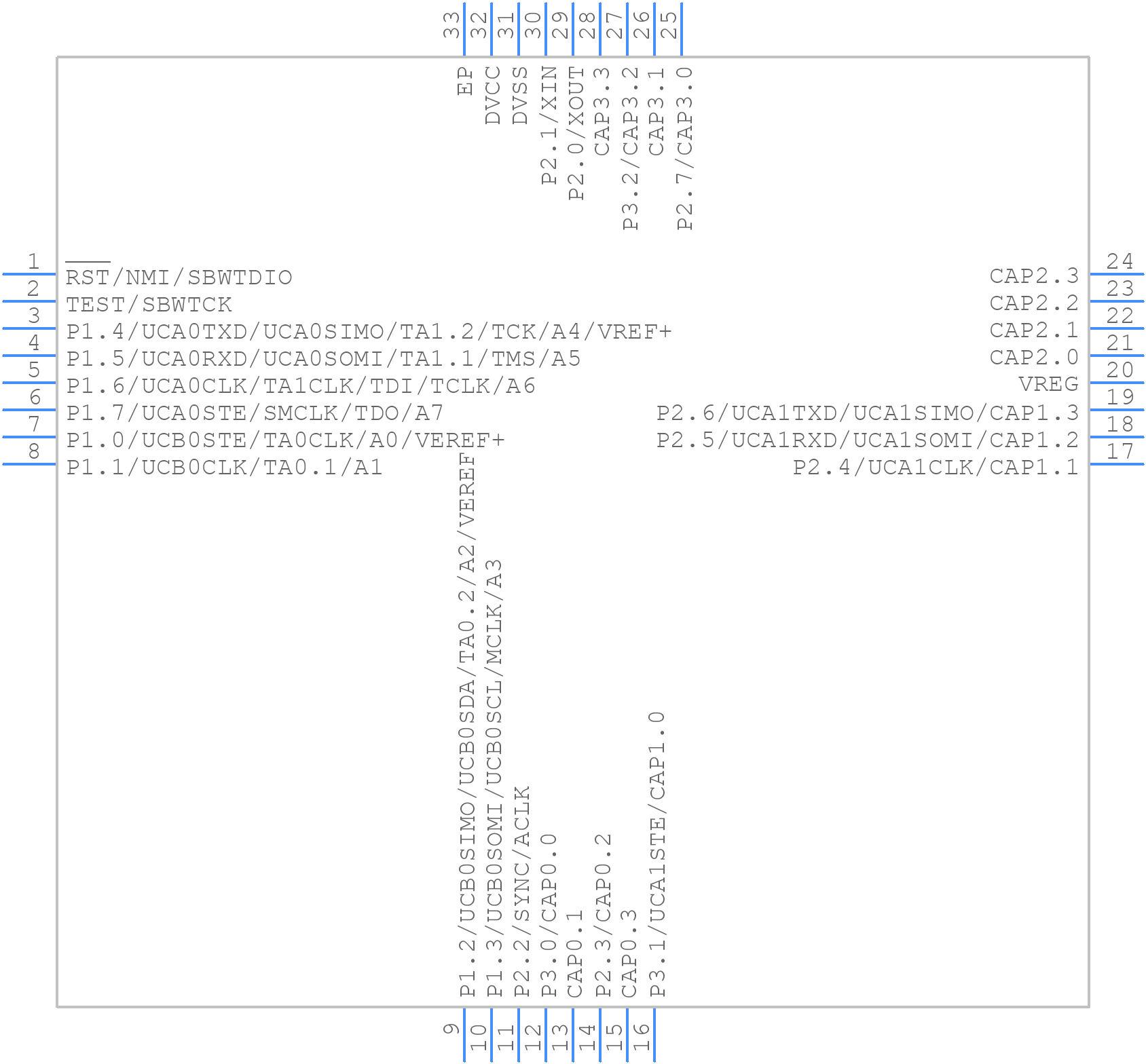 MSP430FR2633IRHBT - Texas Instruments - PCB symbol
