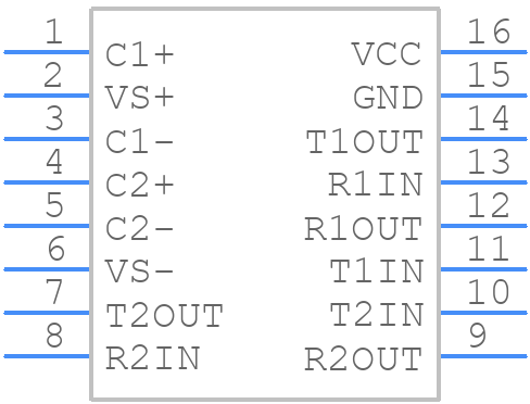 MAX232IDWG4 - Texas Instruments - PCB symbol