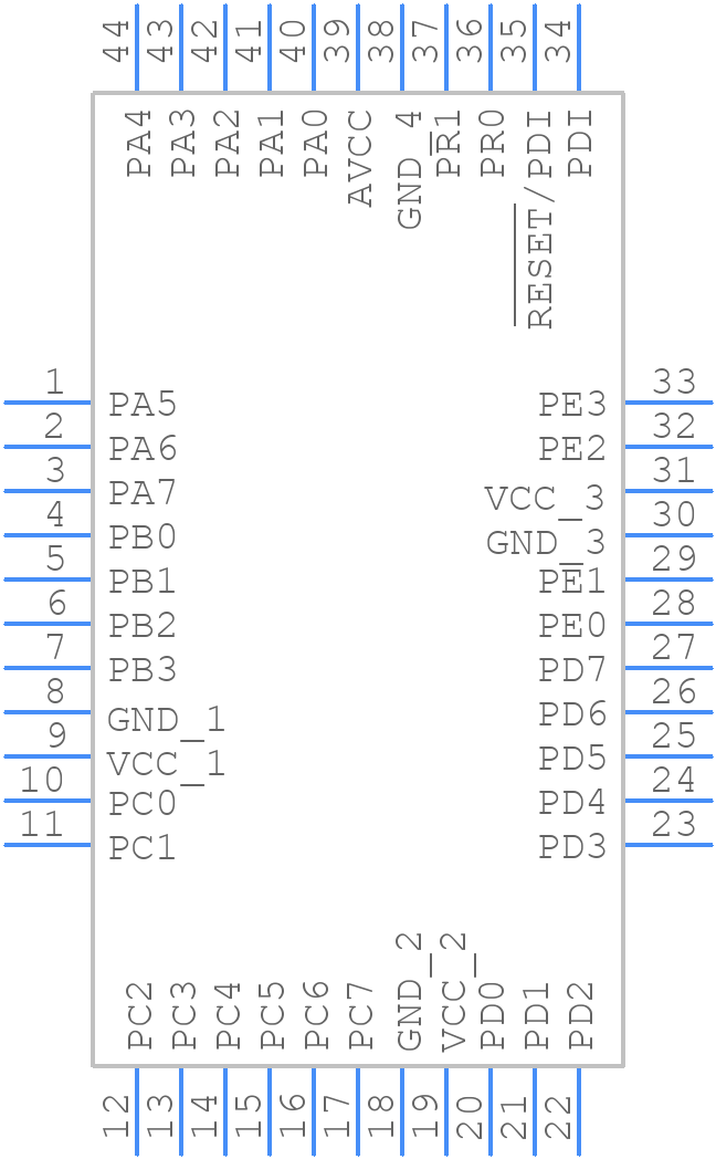 ATXMEGA128A4U-AU - Microchip - PCB symbol