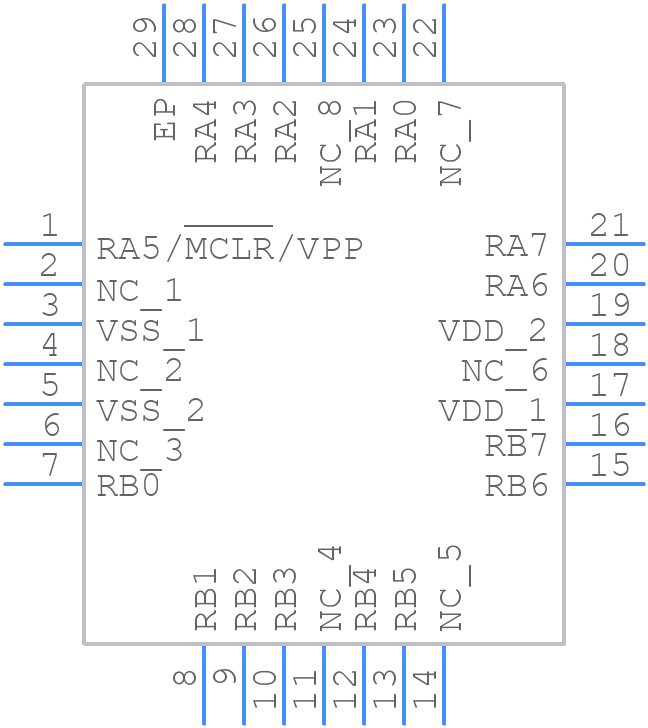 PIC16F1827-I/ML - Microchip - PCB symbol