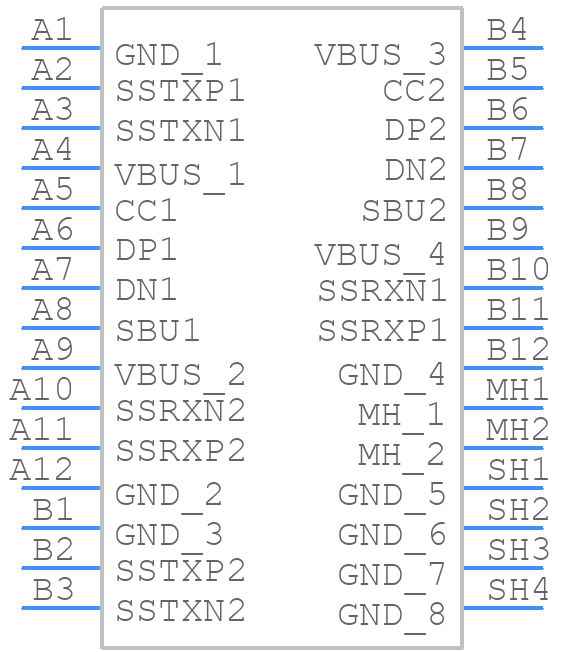 USB-C31-S-VT-CS4-BK-PP-T/R - Adam Tech - PCB symbol