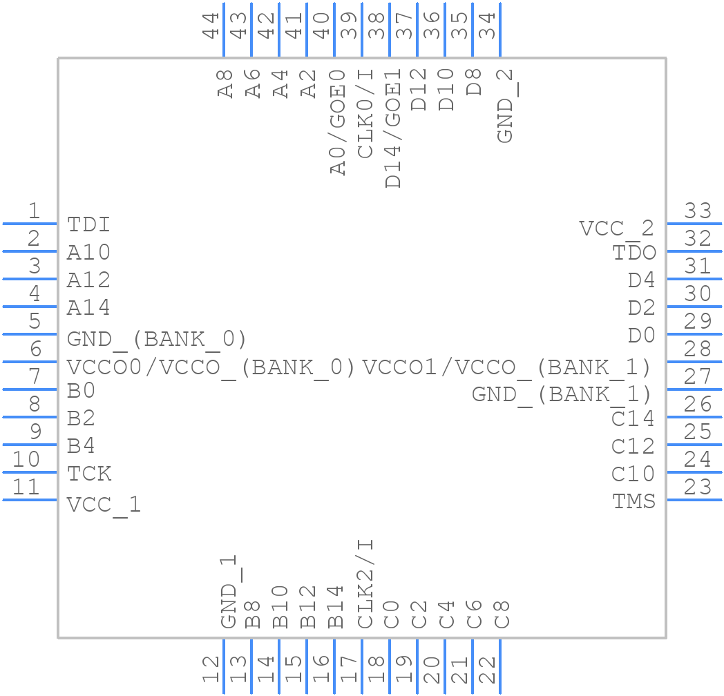 LC4064V-75TN44C - Lattice Semiconductor - PCB symbol