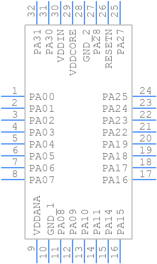 ATSAMD21E16B-AU - Microchip - PCB symbol