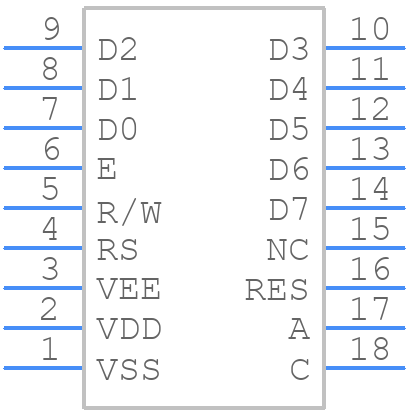 EA DIP203G-4NLED - Display Visions - PCB symbol