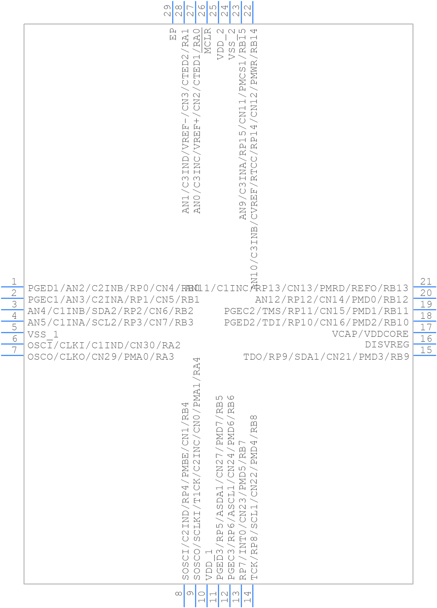 PIC24FJ32GA102-I/ML - Microchip - PCB symbol