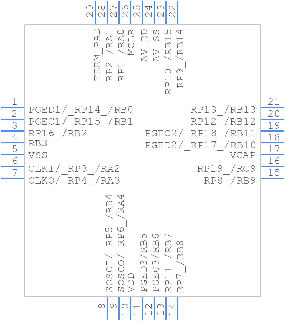 PIC32MM0064GPL028-I/ML - Microchip - PCB symbol